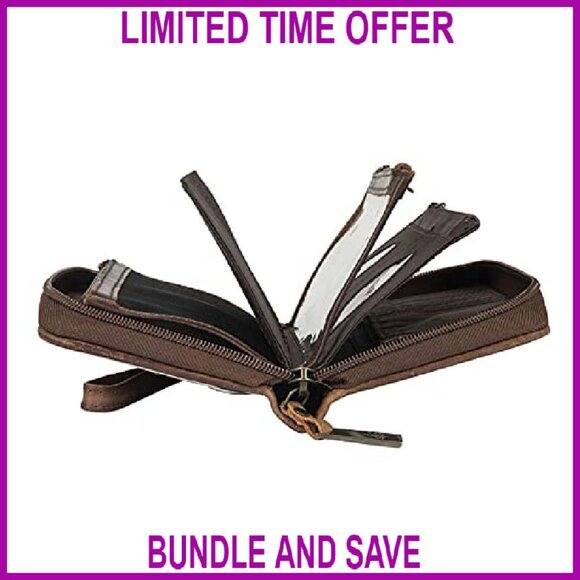 Leather Wristlet Clutch with Removable Strap, Multiple Compartments